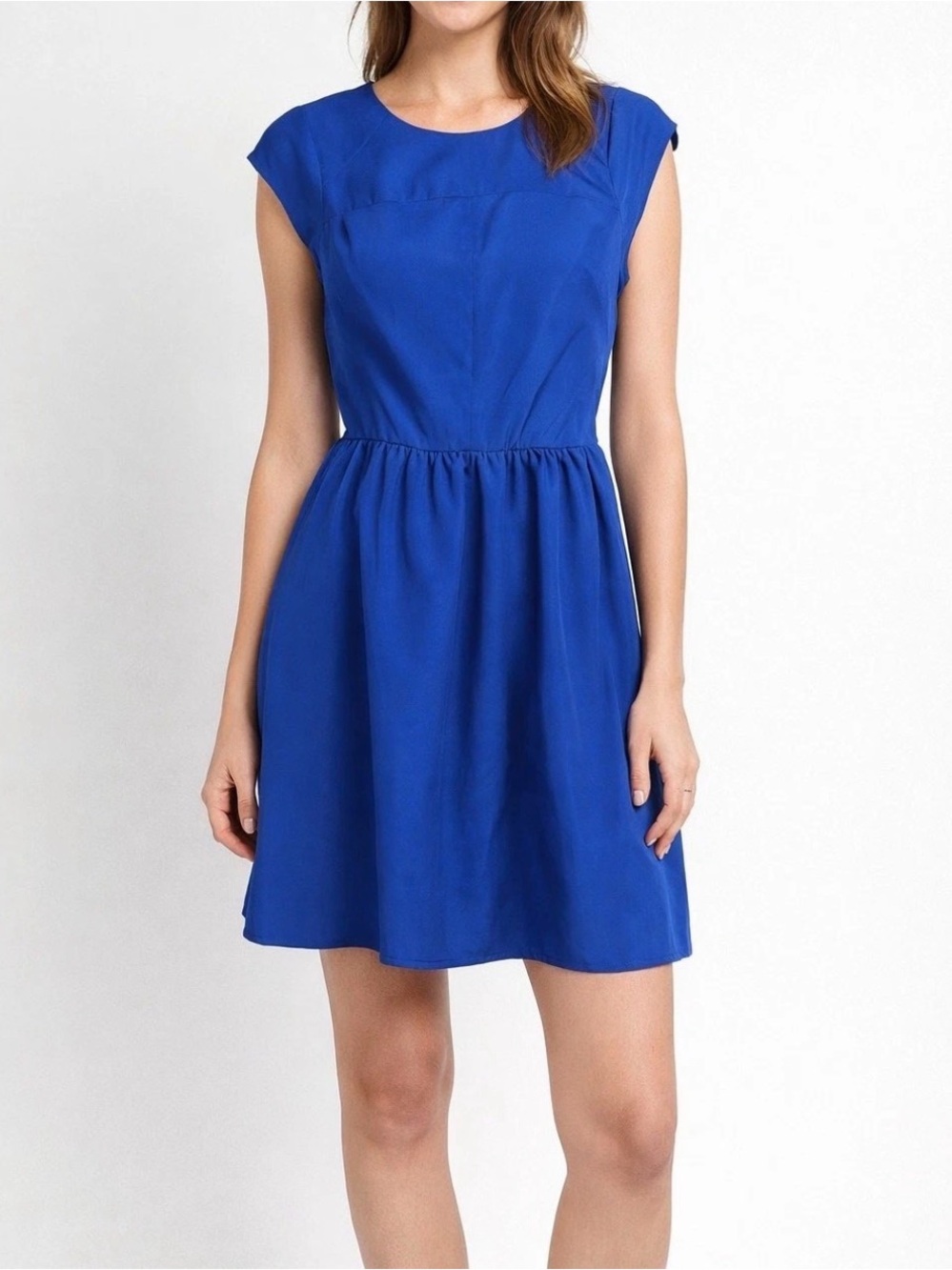 NWT Mossimo Fit and Flare Dress Small Royal Blue Cap Sleeve Minimalist Casual